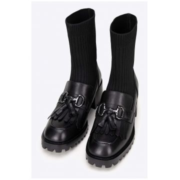 Ghete dama  Chelsea - piele naturala - catarama - negre