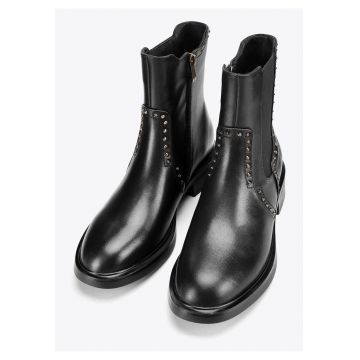 Ghete dama  Chelsea - piele naturala - negre - cu nituri decorative