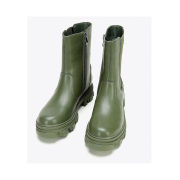 Ghete dama  Chelsea - piele naturala - platforma - verde