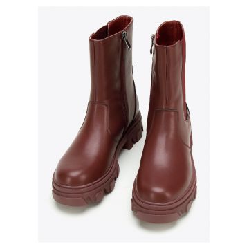 Ghete dama  Chelsea - piele naturala - platforma - visinie