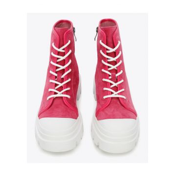 Ghete dama  nubuc - talpa groasa - roz - piele naturala