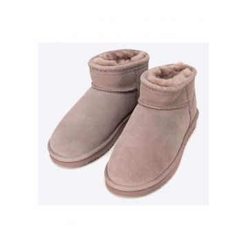 Ghete dama -  piele intoarsa bej - lana