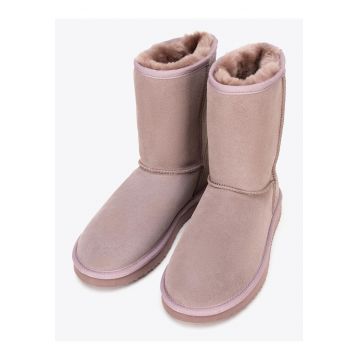 Ghete dama  piele intoarsa - captuseala din lana - roz