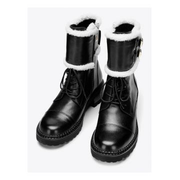 Ghete dama  piele naturala - catarame - captuseala din piele de oaie - negre