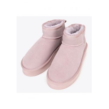 Ghete dama -  scurte - izolate - roz - piele intoarsa