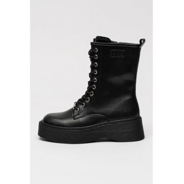 Ghete din piele cu toc masiv