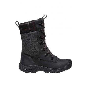 Ghete inalte din piele si material textil Greta