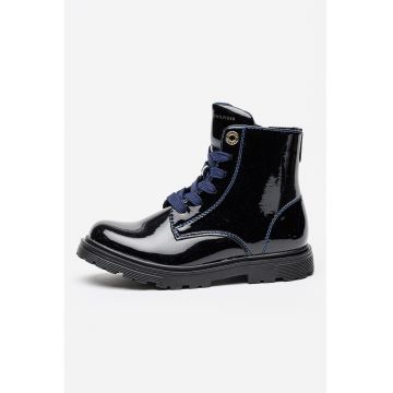 Bocanci din piele ecologica cu fermoar - Albastru ultramarin