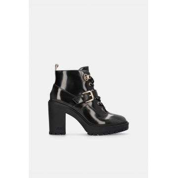 Botine de piele si piele ecologica cu toc masiv