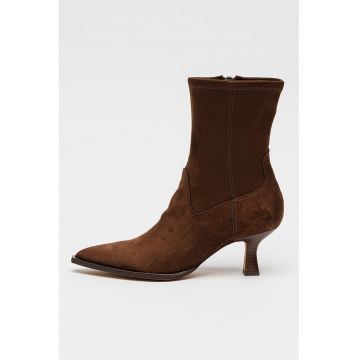 Botine de piele si piele intoarsa sintetica cu varf ascutit