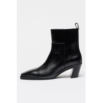 Botine din piele cu fermoar