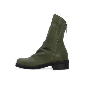 Botine din piele cu fermoar la spate