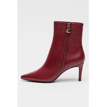 Botine din piele cu fermoar si varf ascutit C-Me