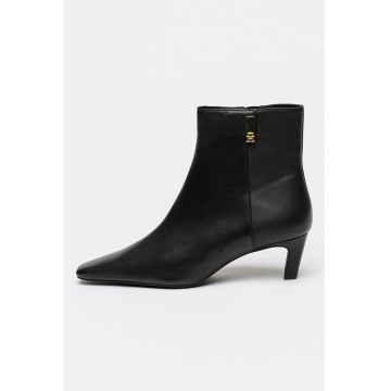 Botine din piele cu varf patrat