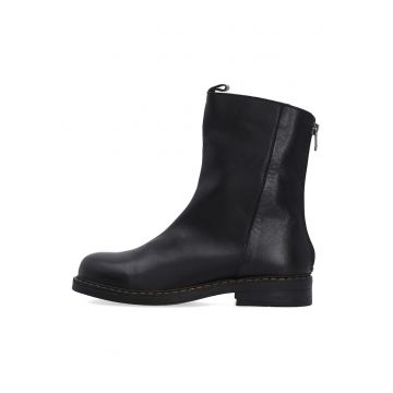 Botine negre din piele neteda cu fermoar