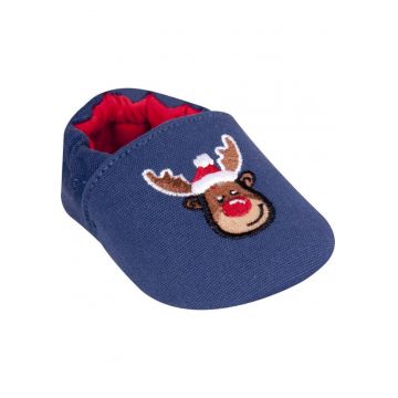 Botosei  - Tip Balerini Santa's Reindeer - Bumbac - Albastru