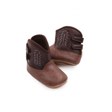 Cizme băieți  cowboy - piele ecologică - maro - Maro