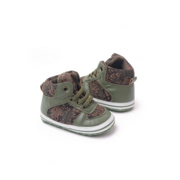 Ghete  Casual - Piele ecologica - Textil - Baieti - Siret - Verde - Maro