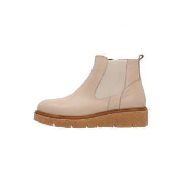 Ghete Chelsea de piele cu talpa wedge