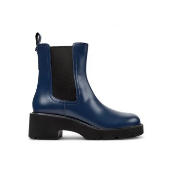 Ghete Chelsea de piele cu toc masiv Milah