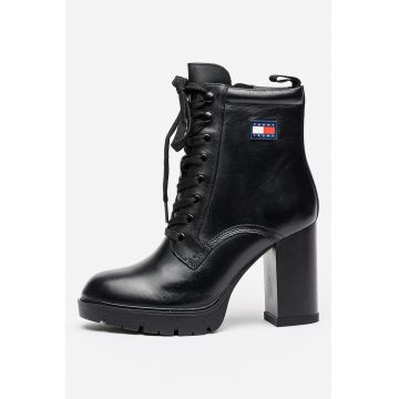 Ghete de piele napa cu toc inalt