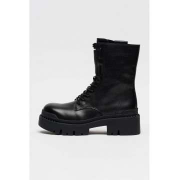 Ghete din piele cu talpa cu aspect masiv