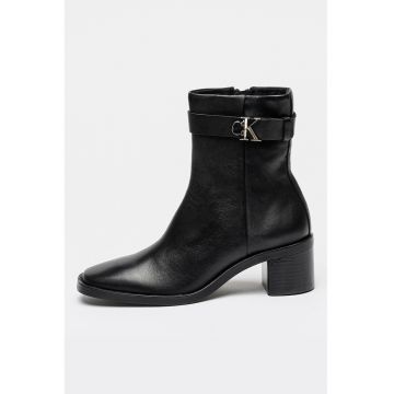 Ghete din piele cu toc si varf patrat