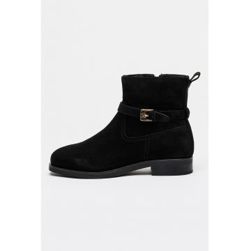 Ghete din piele intoarsa cu fermoar lateral