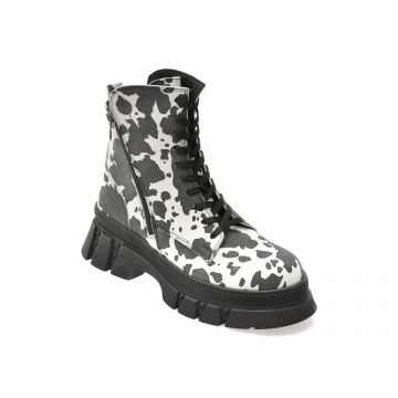 Ghete GRYXX alb-negru, 091T113, din piele naturala