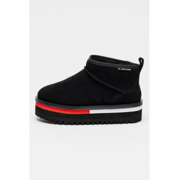 Ghete slip-on flatform din piele intoarsa