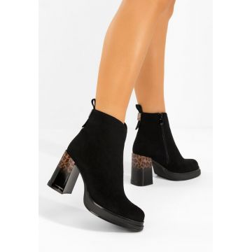 Botine cu toc gros Astonia negre