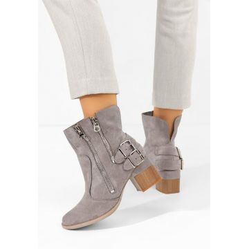Botine cu toc gros Laroya V5 gri