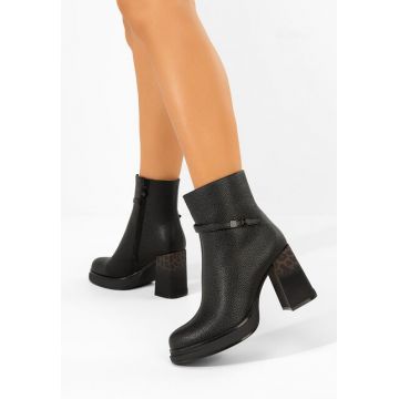 Botine cu toc gros Rannia negre