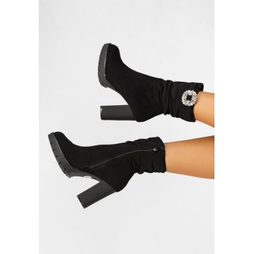 Botine cu toc gros Shenita negre