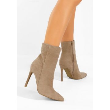 Botine cu toc subtire Cendria kaki