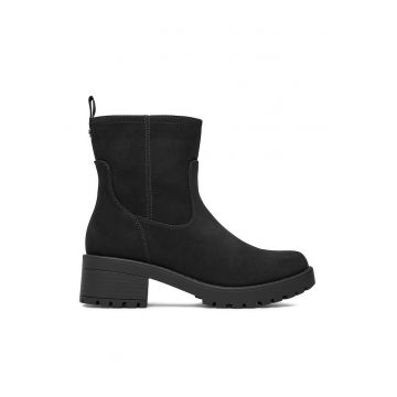 Botine de fete  textil - negru