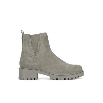 Botine  din piele naturală gri
