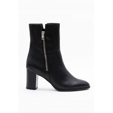 Botine in piele cu toc masiv