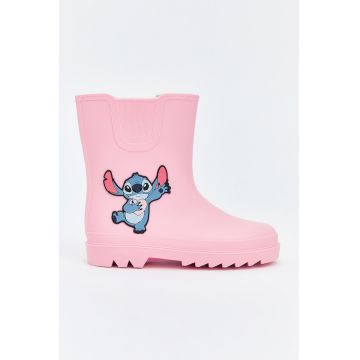 Cizme de plaoie cu imprimeu Stitch - Fucsia