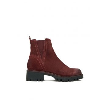 Botine Bordeaux  din piele - Bordeaux