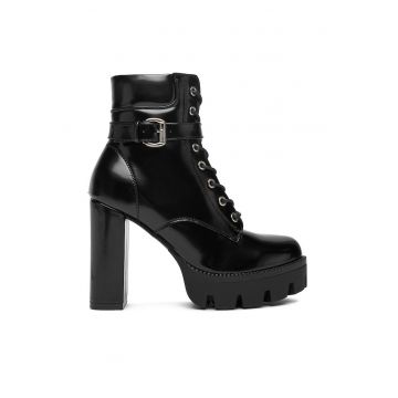 Botine dama  23756-1 - negru - textil