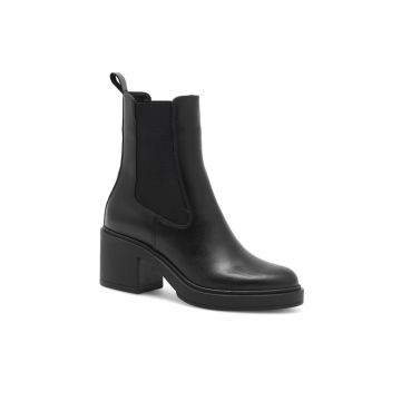 Botine dama piele naturala -  negru - Negru