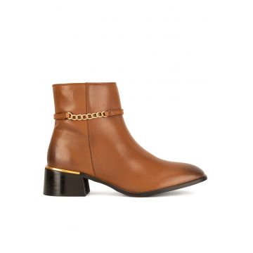 Botine maro din piele naturala - Maro