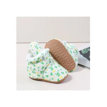 Cizmulite albe cu imprimeu verde si galben -  Model AL 24901 - 9-12 luni - Fete - Multicolor -