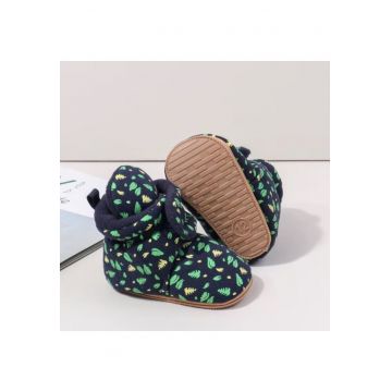 Cizmulite bleumarine cu imprimeu verde si galben