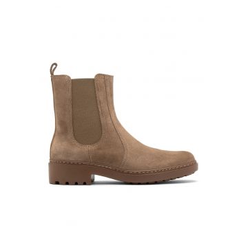 Ghete Chelsea de piele intoarsa - Maro camel