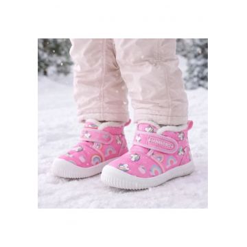Ghete de iarna pentru copii - imprimeu unicorn -  Model AL 24710 - Fas - Fete - Roz -