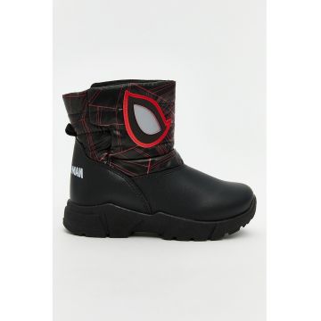 Ghete de piele ecologica cu Spiderman - Rosu/Negru