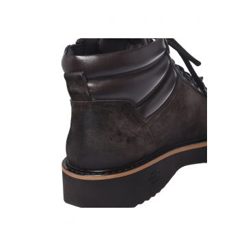 Ghete de piele intoarsa cu garnituri de piele