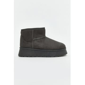 Ghete pull-on flatform din piele intoarsa ecologica